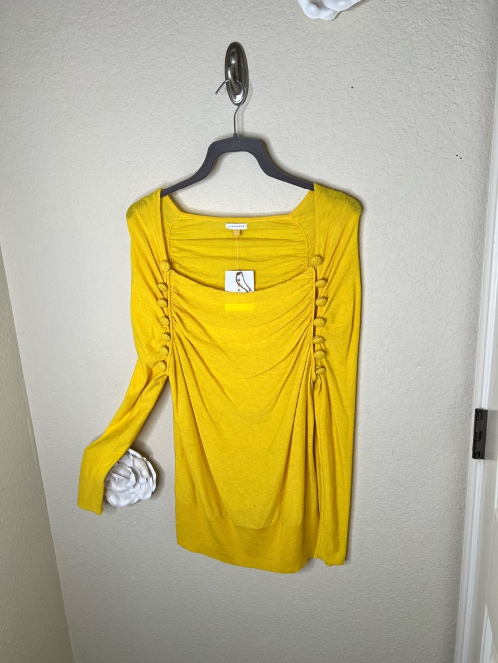 NTM Anthro Leifsdottir Marigold Draped Cowl Sweater Button Detail Boho Artsy L - Picture 5 of 16